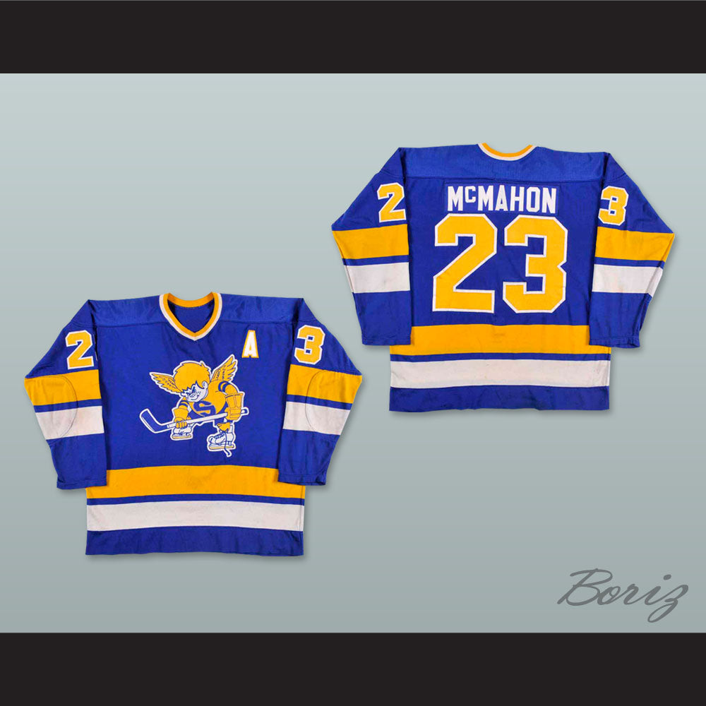 1974-75 WHA Minnesota Fighting Saints Mike McMahon 23 Away Hockey Jersey