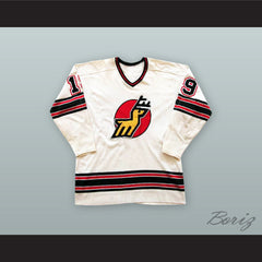 1974-75 WHA Alain Caron 19 Michigan Stags White Hockey Jersey