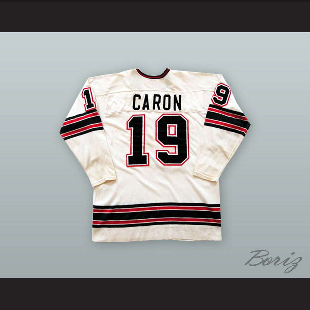 1974-75 WHA Alain Caron 19 Michigan Stags White Hockey Jersey