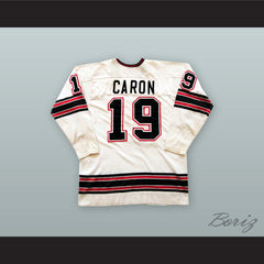 1974-75 WHA Alain Caron 19 Michigan Stags White Hockey Jersey