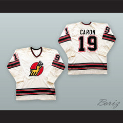 1974-75 WHA Alain Caron 19 Michigan Stags White Hockey Jersey