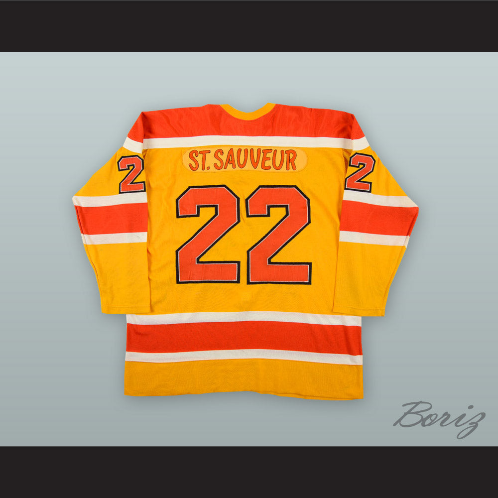 1974-75 WHA Claude St. Sauveur 22 Vancouver Blazers Yellow Hockey Jersey