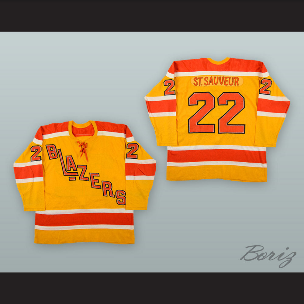 1974-75 WHA Claude St. Sauveur 22 Vancouver Blazers Yellow Hockey Jersey