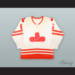 1975-76 WHA Francois Lacombe 6 Calgary Cowboys White Hockey Jersey