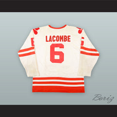 1975-76 WHA Francois Lacombe 6 Calgary Cowboys White Hockey Jersey