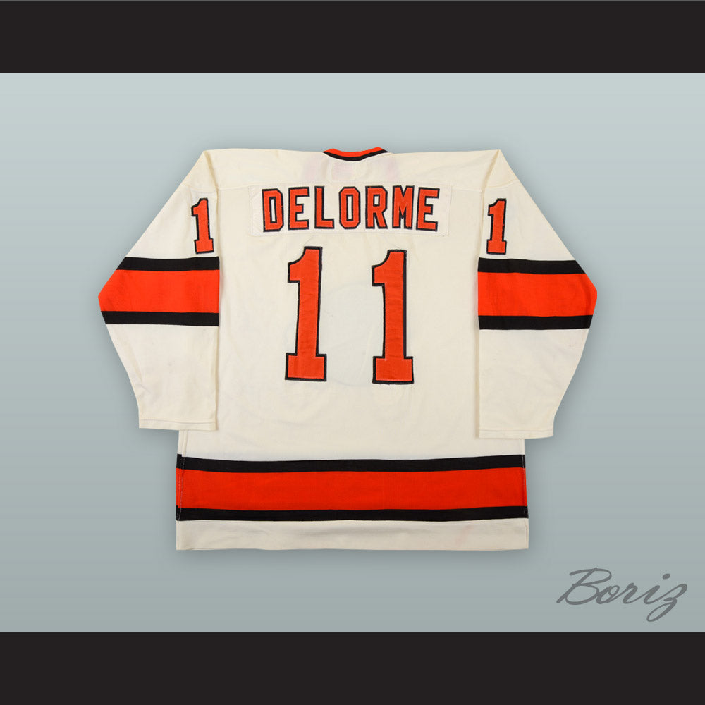 1975-76 WHA Ron Delorme 11 Denver Spurs White Hockey Jersey