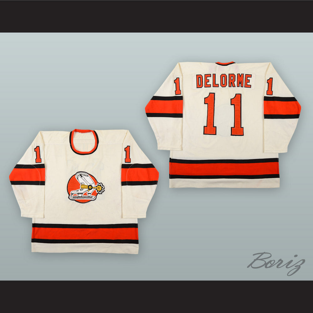 1975-76 WHA Ron Delorme 11 Denver Spurs White Hockey Jersey
