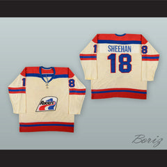 1977-78 WHA Bobby Sheehan 18 Indianapolis Racers White Hockey Jersey