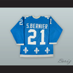 1977-78 WHA Serge Bernier 21 Quebec Nordiques Blue Hockey Jersey