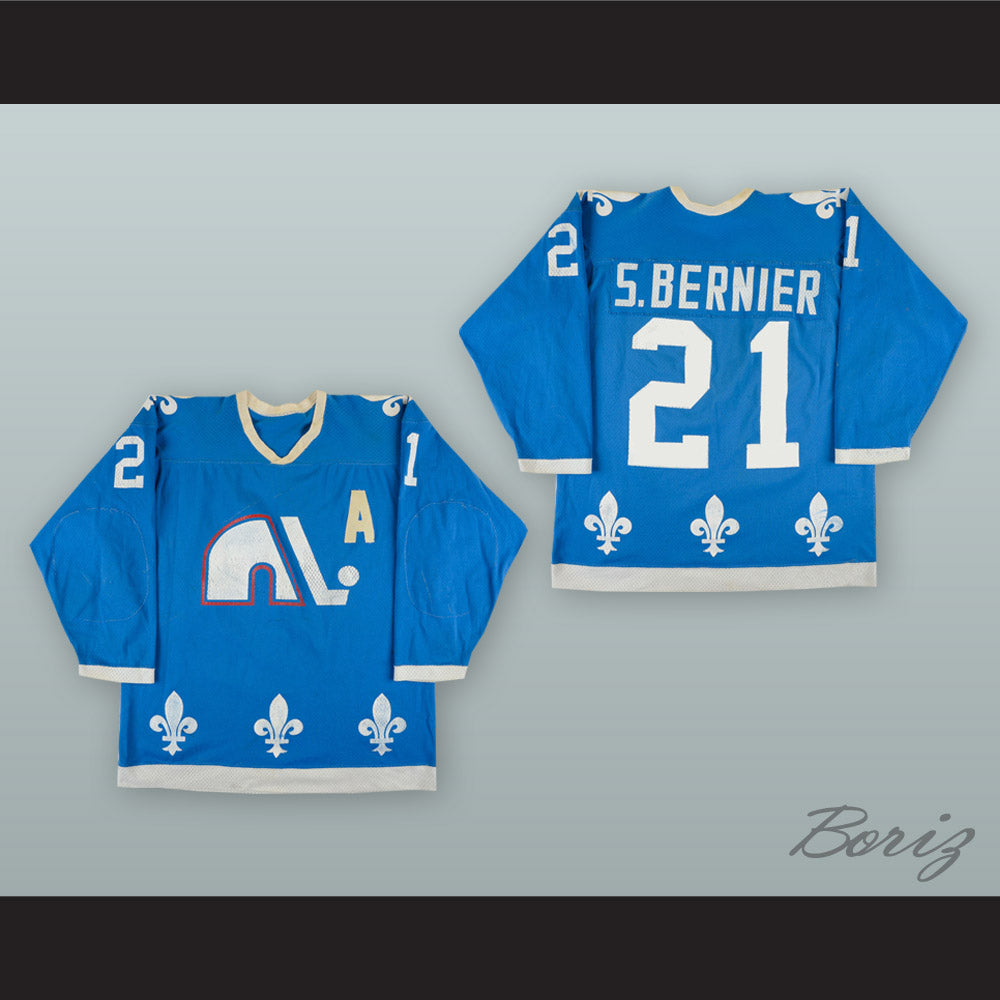 1977-78 WHA Serge Bernier 21 Quebec Nordiques Blue Hockey Jersey