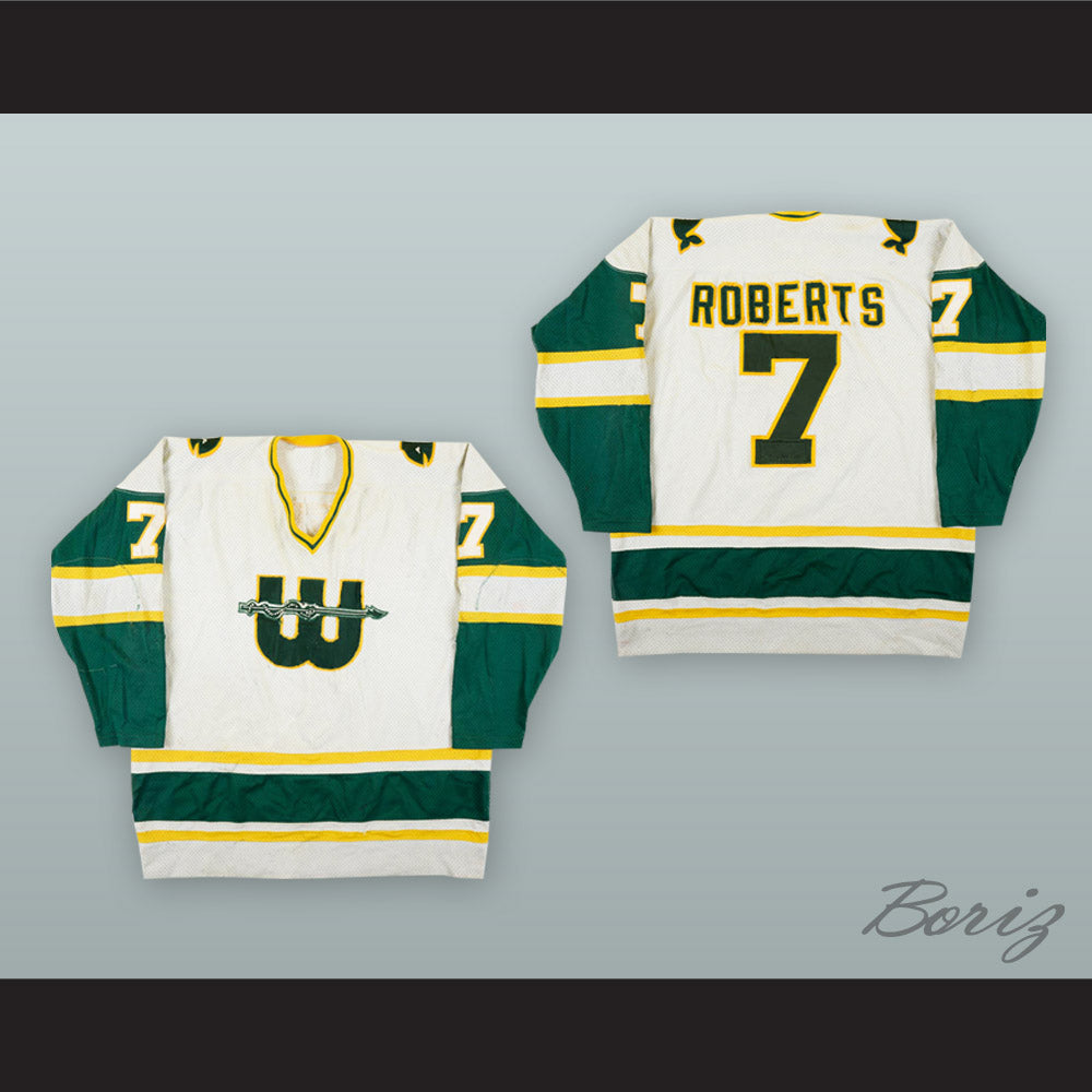 1978 WHA Gordie Roberts 7 New England Whalers White Hockey Jersey