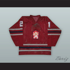 1980 Vincent Lukac 21 Czechoslovakia National Team Red Hockey Jersey