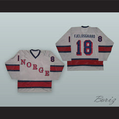 1980 Knut Fjeldsgaard 18 Norway National Team Gray Hockey Jersey