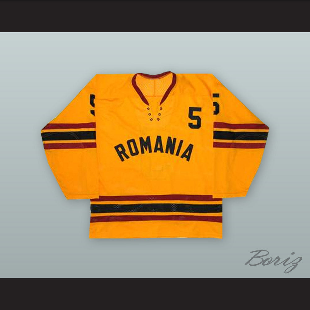 1980 Sandor Gall 5 Romania National Team Yellow Hockey Jersey
