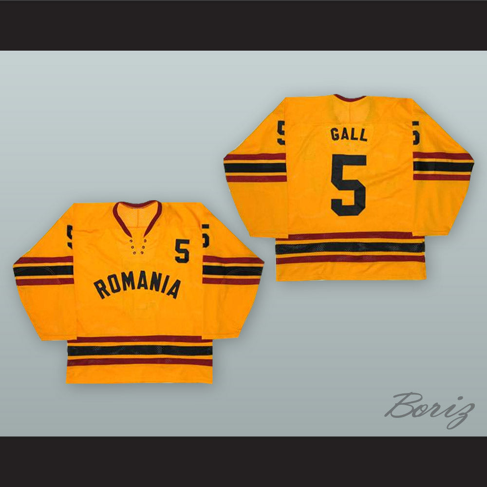 1980 Sandor Gall 5 Romania National Team Yellow Hockey Jersey