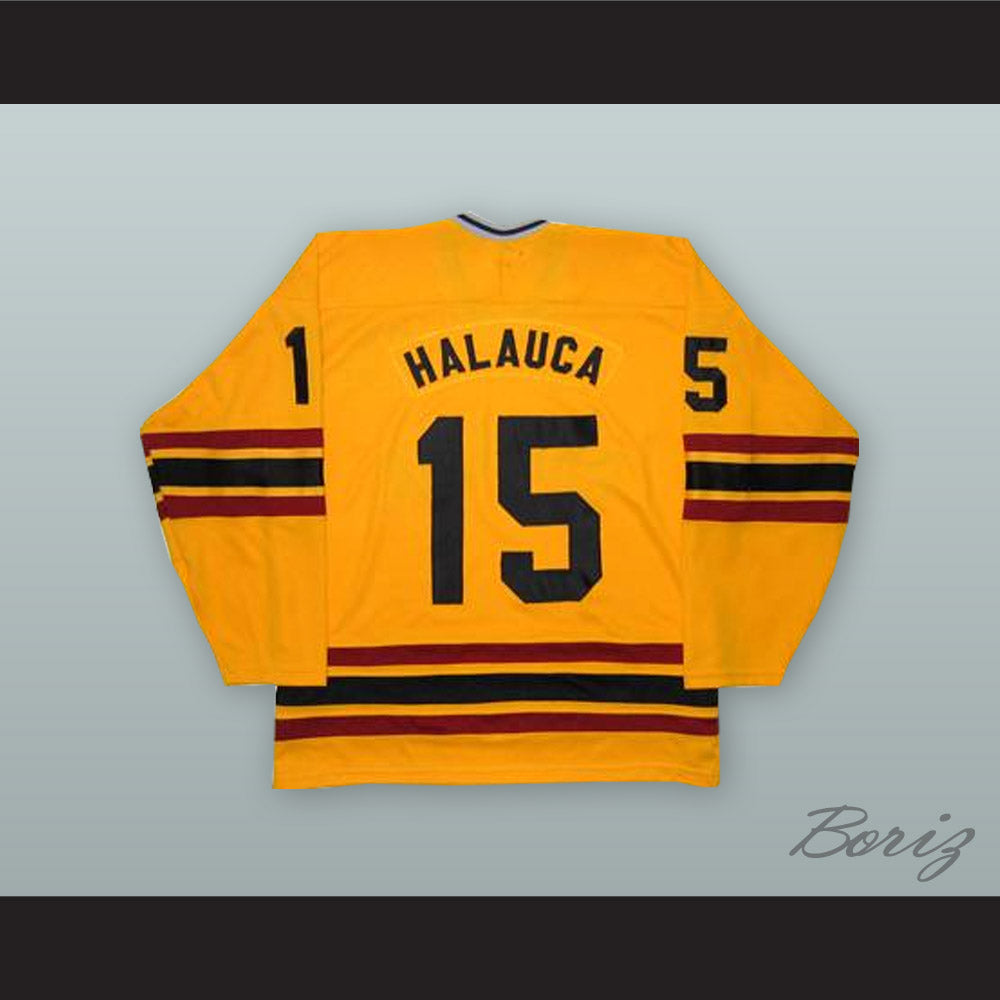 1980 Alexandru Halauca 15 Romania National Team Yellow Hockey Jersey