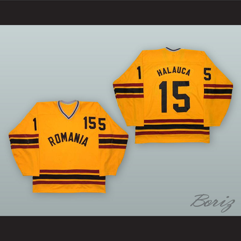 1980 Alexandru Halauca 15 Romania National Team Yellow Hockey Jersey