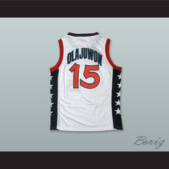1996 Hakeem Olajuwon 15 USA Team Home Basketball Jersey