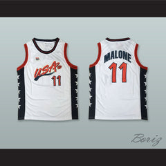 1996 Karl Malone 11 USA Team Home Basketball Jersey