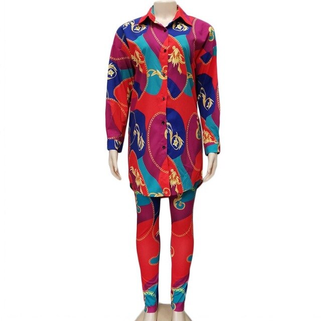 2 Piece Sets African Sets For Women New African Print Elastic Bazin Baggy Pants Rock Style Dashiki Sleeve Famous Suit For Lady