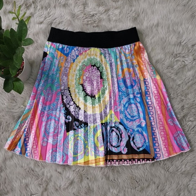 2 Pieces Set Sexy Autumn Fashion Women Set 2019 Female Tops Floral Print Long Sleeve Shirt Elastic Waist Mini Skirts
