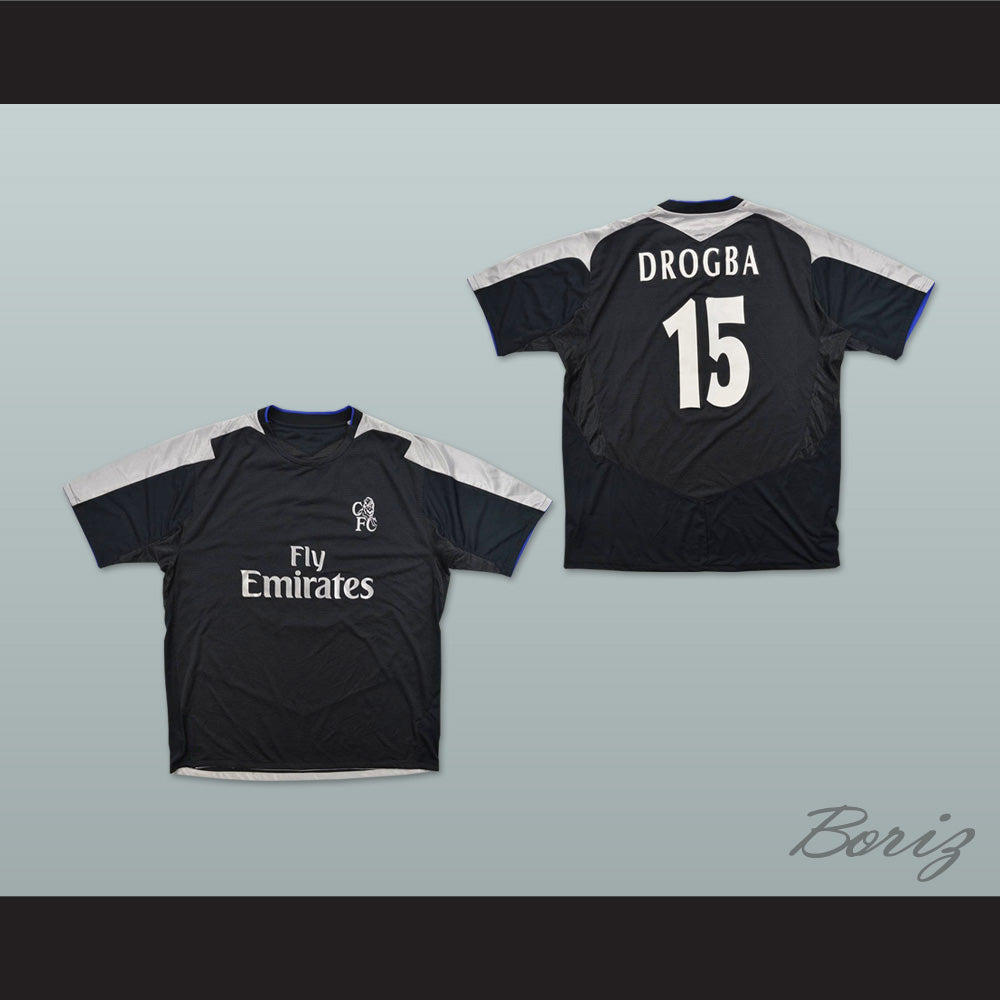 2004-2005 Drogba 15 Chelsea London FC Black Soccer Jersey