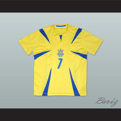 2006-2008 Style Andriy Shevchenko 7 Ukraine National Team Home Yellow Soccer Jersey