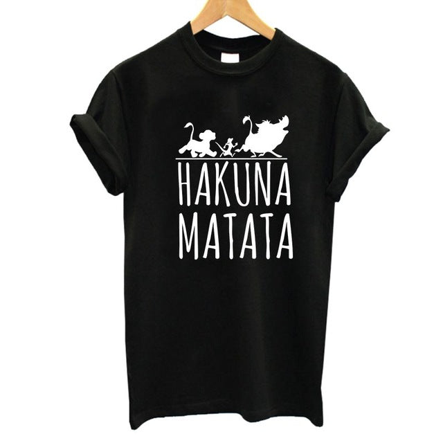 2017 Hakuna Matata letter print Tee shirt Homme Summer Women Short Sleeve t shirt Plus Size women casual 100% Cotton top