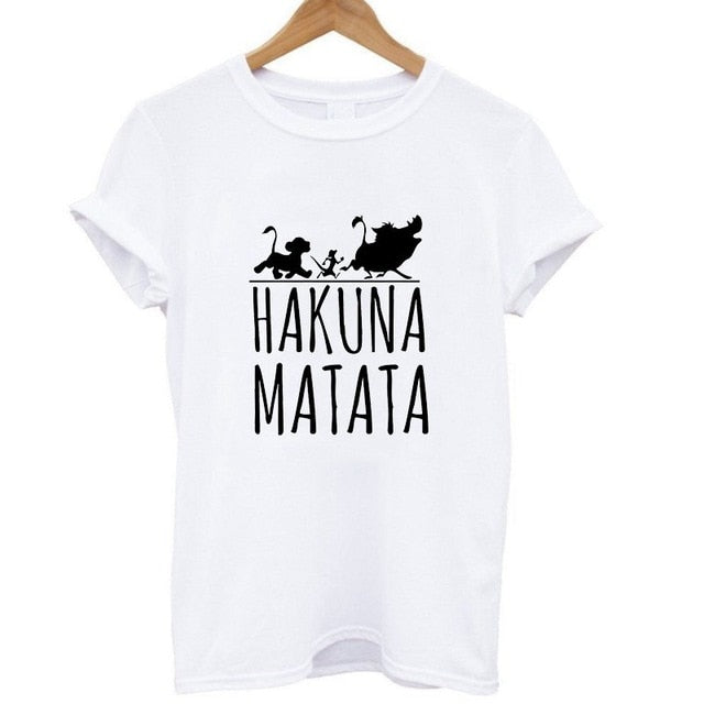 2017 Hakuna Matata letter print Tee shirt Homme Summer Women Short Sleeve t shirt Plus Size women casual 100% Cotton top