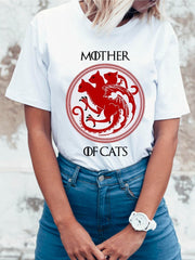 2017 New Fashion Women T Shirts Short Sleeve Slim Lady T-Shirt Mother Of Cats Printed Tops Funny Casual Tee