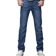 2018 Men Jeans Business Casual Thin Summer Straight Slim Fit Blue Jeans Stretch Denim Pants Trousers Classic Cowboys Young Man