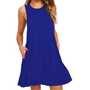 2018 New Sexy Sleeveless Summer Women Dress Solid Pocket Black Casual A Line Beach Women Mini Dresses Female Vestidos Plus Size