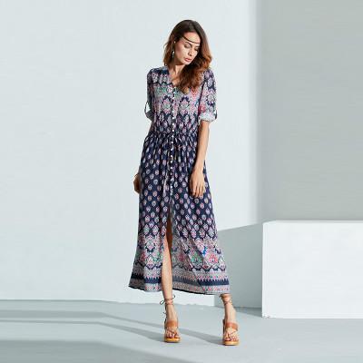 2018 Summer Boho Dress Etehnic Sexy Print Retro Vintage Dress Tassel Beach Dress Bohemian Hippie Dress Robe Vstidos Mujer LX5