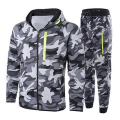 2019 2Pcs Camouflage Tracksuit Sportwear Hoodies Sweatshirt Pants Plus Size 3XL Men Running Set Camo Print Sport Jogger Suits