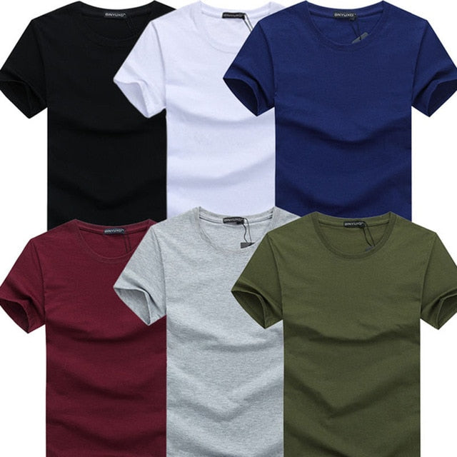 2019 6pcs/lot New Fashion Brand O-Neck Slim Short Sleeve T Shirt Men Trend Casual Mens T-Shirt Korean T Shirts 3XL 4XL 5X
