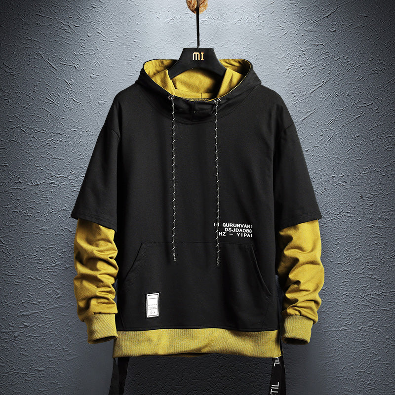 2019 Autumn New Arrival Men's Sweatshirt Fashion Patchwork Hoodies Mens Casual Letter Hoodies Hip Hop Hooded Sweatshirts US Size
