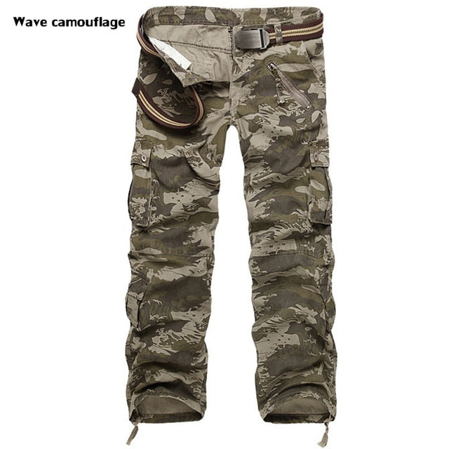 2019 High Quality Men's Cargo Pants Casual Loose Multi Pocket Military Pants Long Trousers for Men Camo Joggers Plus Size 28-40