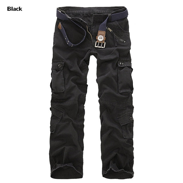 2019 High Quality Men's Cargo Pants Casual Loose Multi Pocket Military Pants Long Trousers for Men Camo Joggers Plus Size 28-40