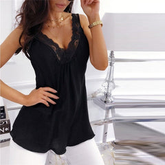 2019 Lace Patchwork Camis V-Neck Summer Vest Sleeveless Tops and Tees Women's Casual Shirt Purple Camisole for Female