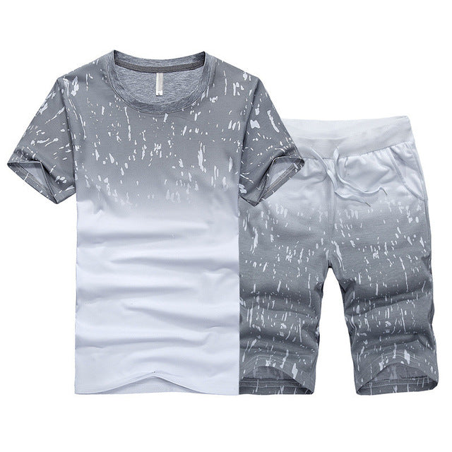 2019 Men's Summer Shirts Short Fashion Men's Sets Casual Male Tracksuit Slim Fit Tees Sweatshirt Brand Clothing
