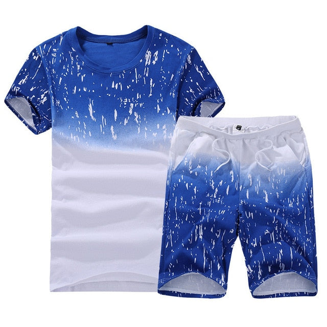 2019 Men's Summer Shirts Short Fashion Men's Sets Casual Male Tracksuit Slim Fit Tees Sweatshirt Brand Clothing