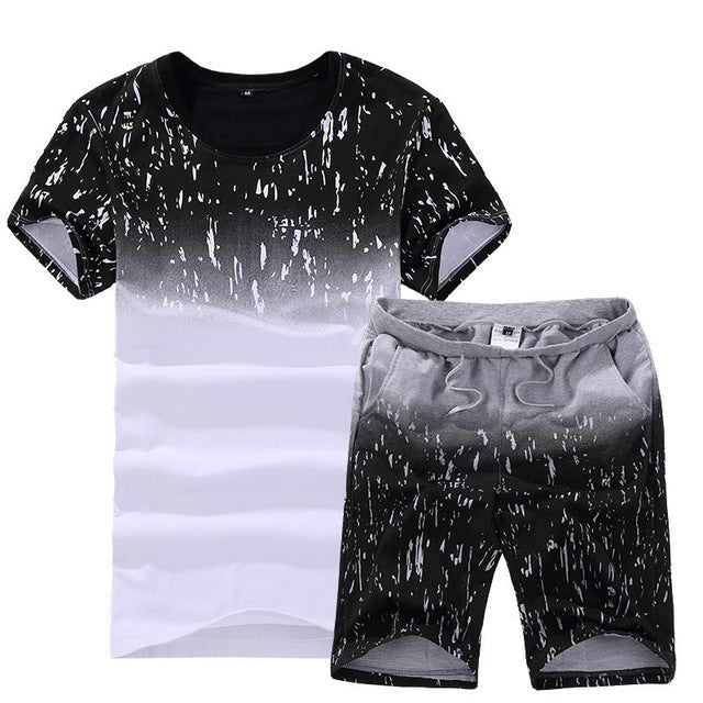 2019 Men's Summer Shirts Short Fashion Men's Sets Casual Male Tracksuit Slim Fit Tees Sweatshirt Brand Clothing