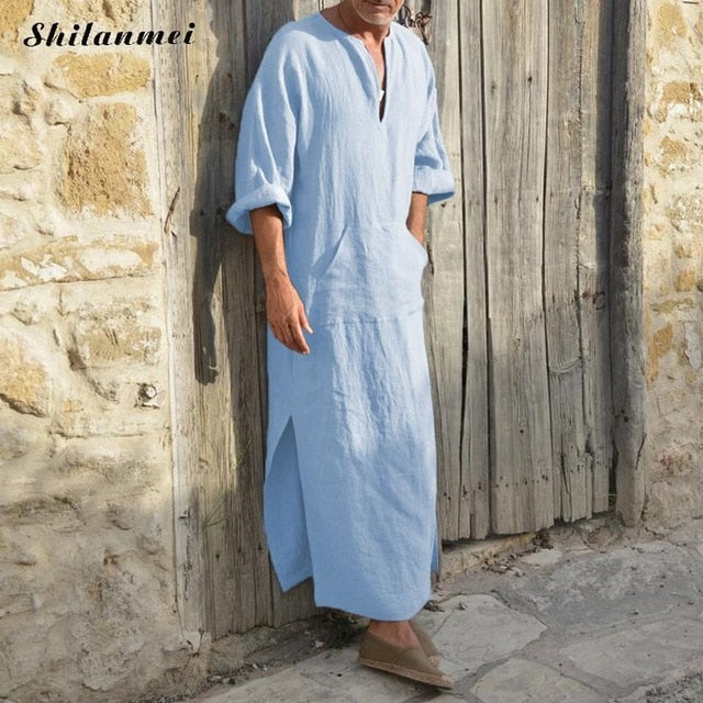 2019 Muslim Fashion Men Islamic Cloth Jubah Thobe Robes Kaftan Pockets Plus Size Solid Arabic Dubai Short Sleeve Abaya Clothing