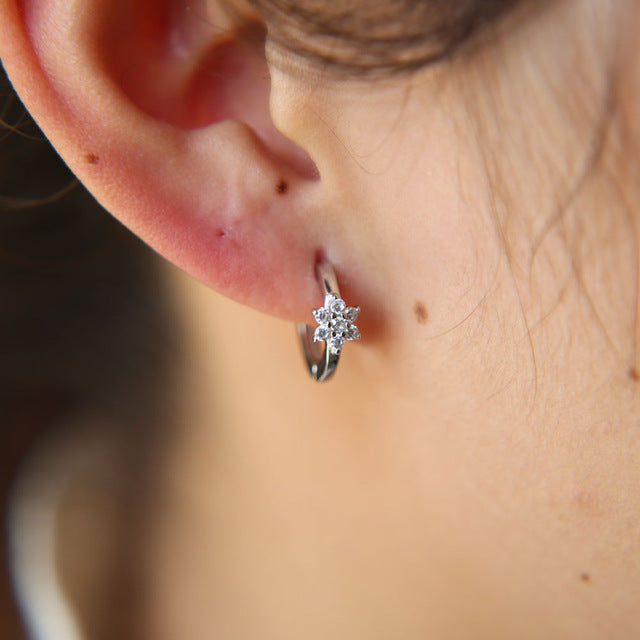 2019 New Arrival Brinco Earrings Cute Jewelry Delicate Girl Women Ear Stud Tiny Cz Flower 925 Sterling Small Minimalist Earring