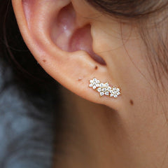 2019 New Arrival Brinco Earrings Cute Jewelry Delicate Girl Women Ear Stud Tiny Cz Flower 925 Sterling Small Minimalist Earring
