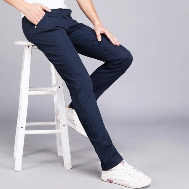 2019 New Spring Summer Casual Wear Pants Men Cotton Slim Fit Chinos Fashion Trousers Male Brand Clothing Plus Size 9 Colour