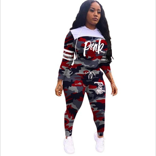 2019 Pink Letter Print Tracksuits Women Two Piece Set Spring Street t-shirt Tops and Jogger Set Suits Casual 2pcs Outfits