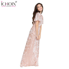 2019 Spring Velvet Long Dress Women Summer Casual Floor Length Bodycon Maxi Dress Slim Lady Elegant Evening Party Dress Vestidos