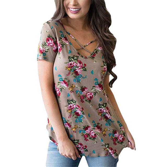 2019 Summer Large Size S-5XL Women's T shirt Half Sleeve O-Neck Floral Print Casual T Shirts Tops Female Loose T Shirt Plus Size