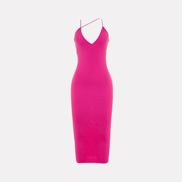 2019 Summer Women Black Dresses Soild Neon Black Green Spaghetti Strap Sexy Bodycon Midi Long Party Club Dress For Women Female